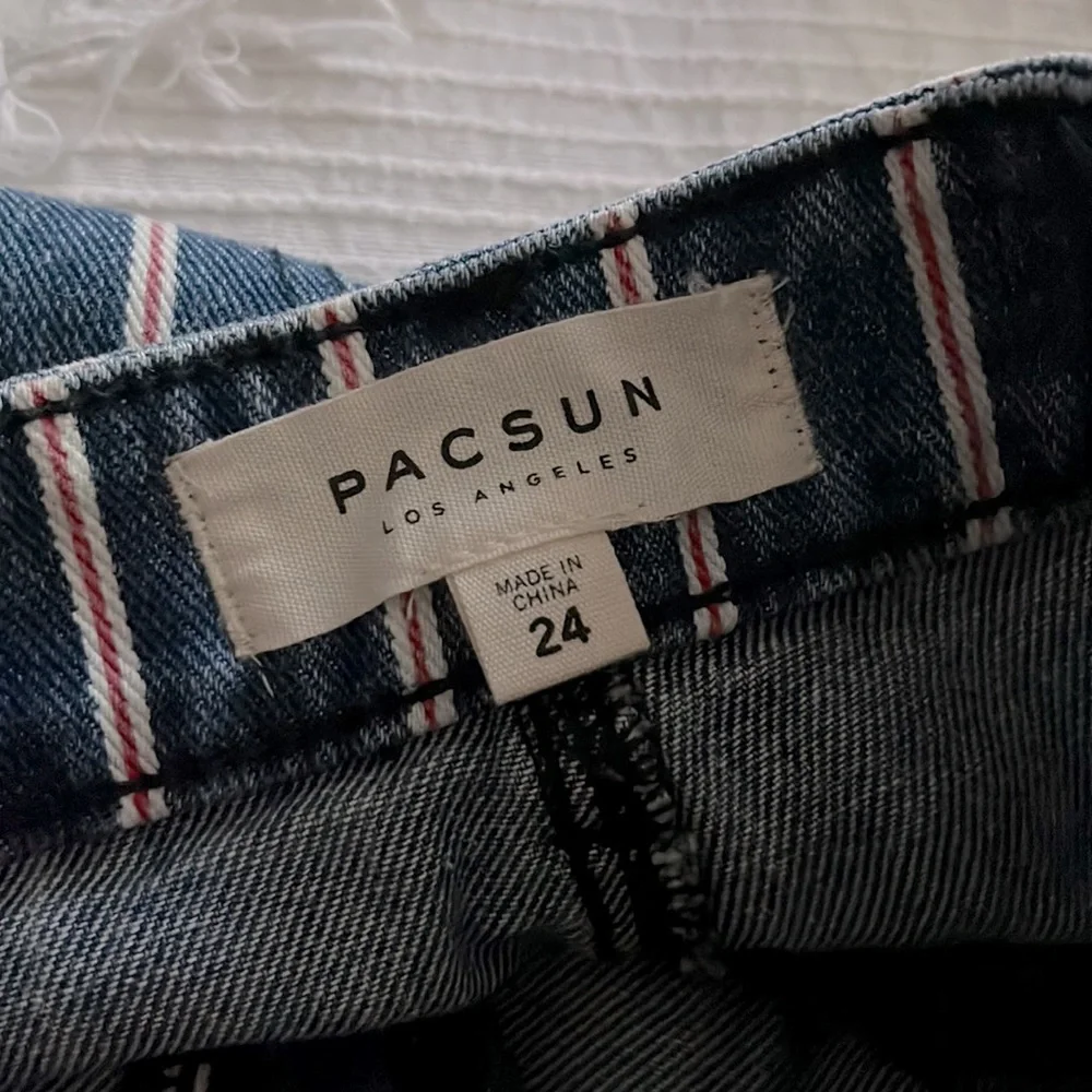 NWOT PACSUN red white and blue denim striped skirt size 24 / XS new without tags
